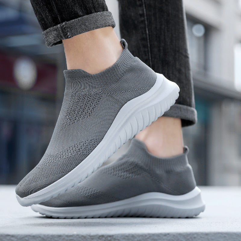Unisex nan atmungsaktiver Strickslipper Sockenschuh mit elastischem Schaft und stoßdämpfender Sohle EB