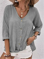 Damen lässige Bluse mit Knopfdetail und weitem Schnitt EB
