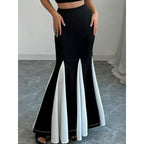 Damen Eleganter Maxi-Rock mit kontrastierenden Volantdetails und hohem Bund EB