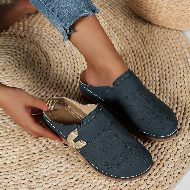 Damen bequeme Clogs mit atmungsaktiver Obermaterialstruktur und modischem Riemchen EB