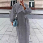 Damen eleganter Trenchcoat mit hohem Schlitz und Puffärmeln EB