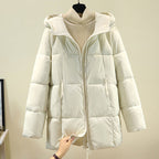 Damen Komfortable und stylische Pufferjacke mit Kapuze und praktischen Reißverschlusstaschen EB