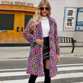 Damen Flauschiger Plüschmantel im Leoparden-Look EB