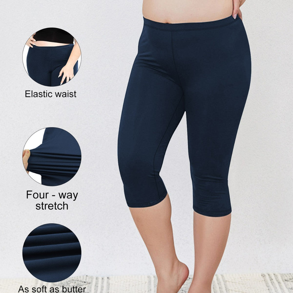 Damen-Capri-Biker-Shorts mit hohem Bund und Kompression