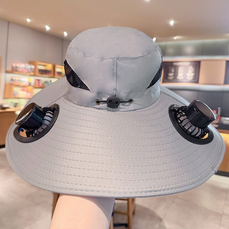 Ventilated Sun Hat with Battery Fans