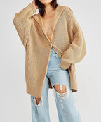 Damen Grobstrickjacke mit weiten Ärmeln und Kapuze EB