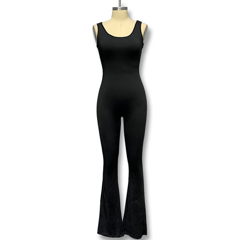 Damen Eleganter Jumpsuit mit figurbetonendem Schnitt und flared Beinen EB