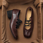 Damen Ballerina-Schuhe mit raffiniertem Schnürdesign und weicher Lederoberfläche EB