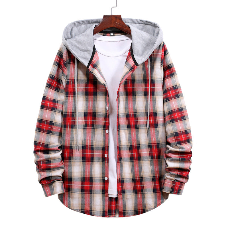 Damen Karierte Flanelljacke mit Kapuze EB
