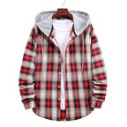Damen Karierte Flanelljacke mit Kapuze EB
