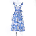 Damen Blumenkleid mit eleganten Rüschendetails und tailliertem Schnitt EB