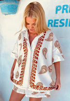 Damen lässiges Oversized-Hemd mit floralem Muster EB