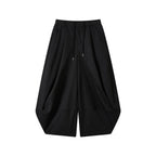 Weite Bermuda-Shorts mit hoher Taille, Falten und Kordelzug