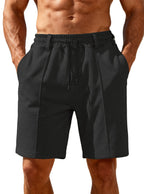 Chino-Shorts für Herren mit Bundfalten und elastischem Kordelzug