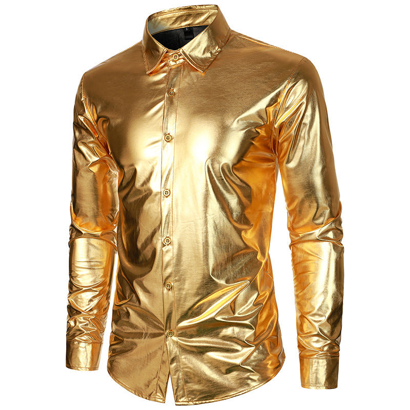 Herren Glamouröses Metallic-Oberhemd EB