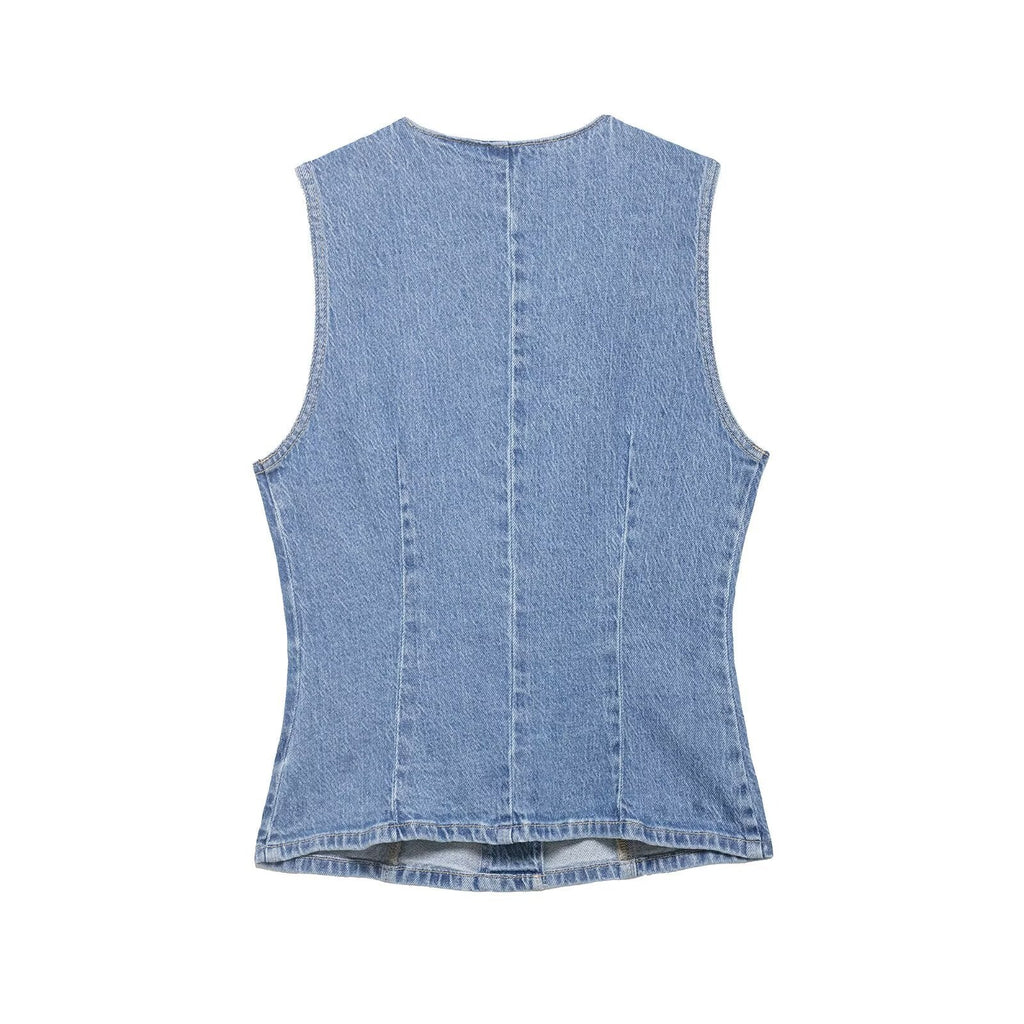 Damen Jeansjacke mit innovativem Design und modischen Knopfdetails EB