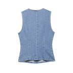 Damen Jeansjacke mit innovativem Design und modischen Knopfdetails EB