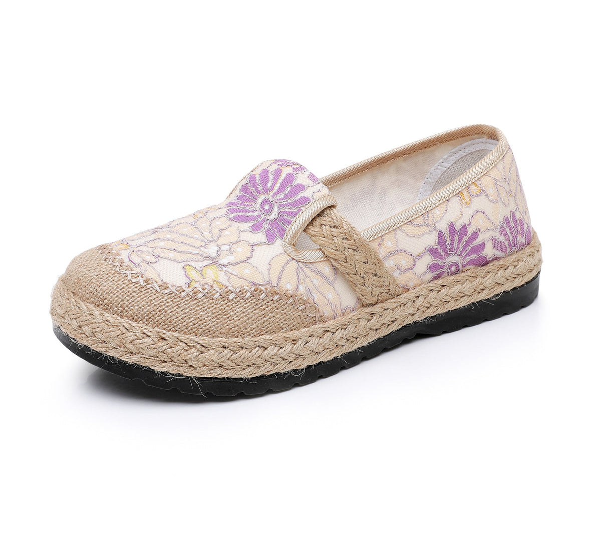 Damen bequeme Slip-On Freizeitschuhe mit floralem Dekor EB