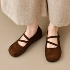 Damen Bequeme Ballerinas mit Querriemen und Schnallenakzent EB