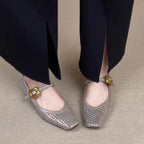 Damen Ballerina-Schuhe mit elegantem Riemchen und hochwertiger Lederoberfläche EB