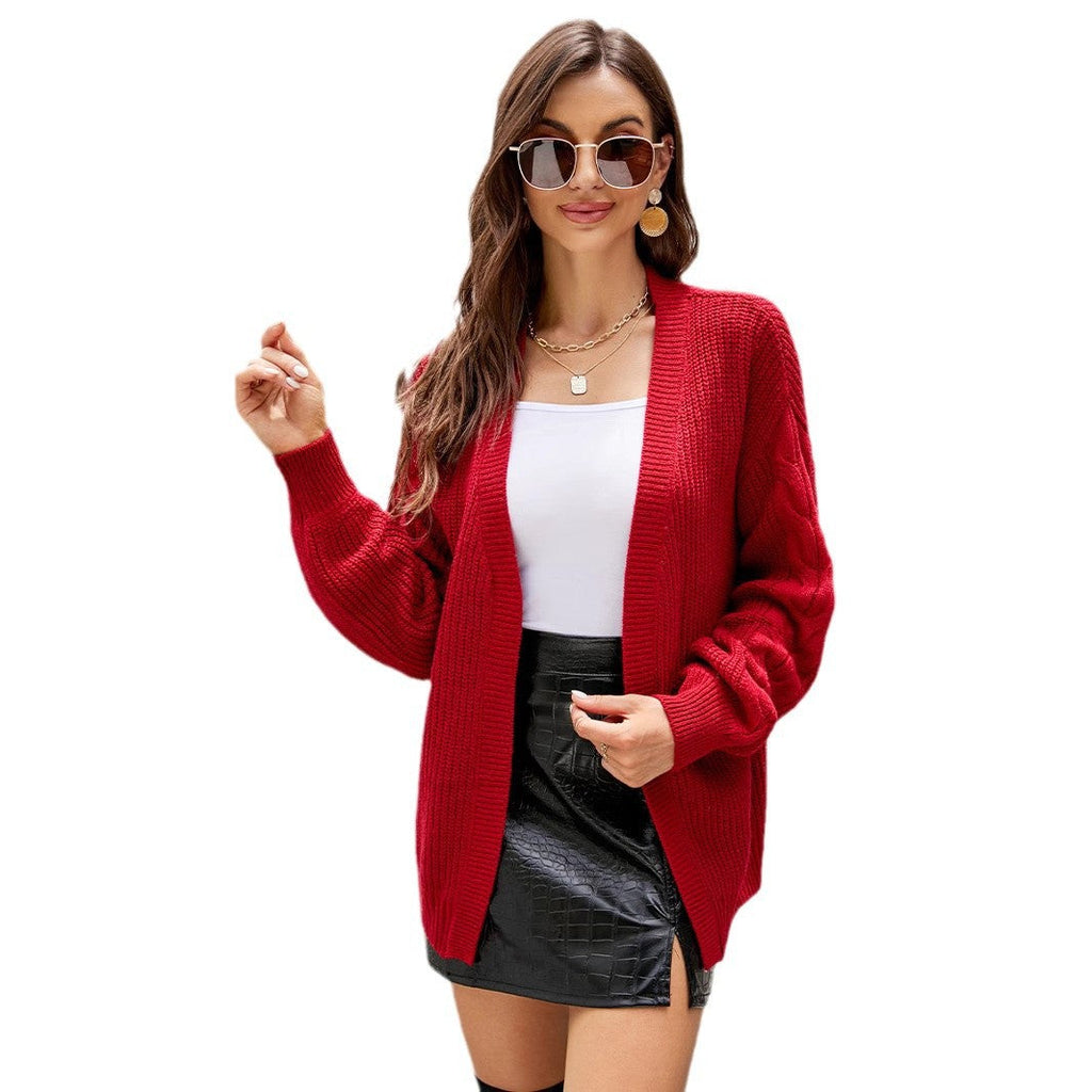 Damen Grobstrickjacke mit voluminösen Ärmeln und modernem Schnitt EB