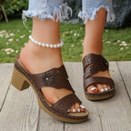 Damen Bequeme Sommer-Pantoletten mit eleganter Perforation EB