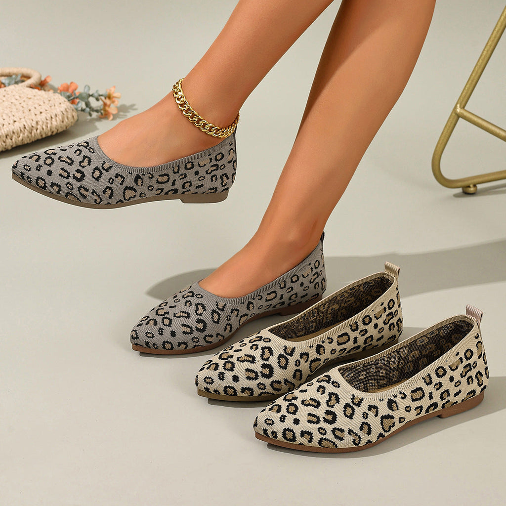 Damen Ballerinas mit elegantem Leopardenmuster und weichem Fußbett EB