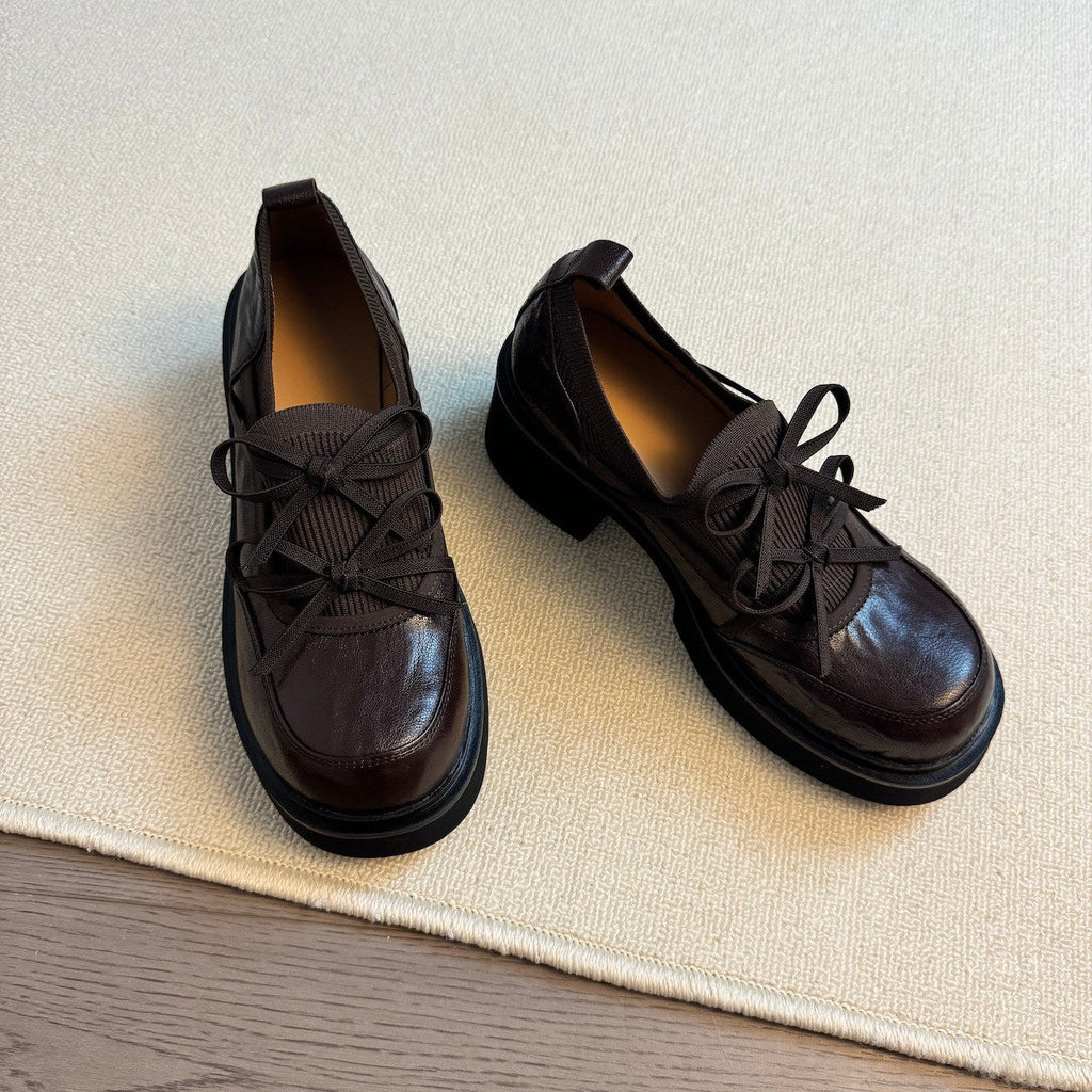 Damen Bequeme Schnürschuhe mit modischem Design und robustem Absatz EB