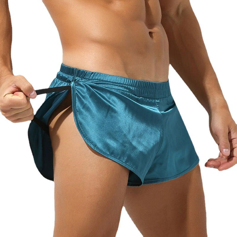 Kurze Satin-Schlafshorts für Herren mit Seitenschlitz