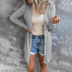 Damen Longline Cardigan mit umfassendem Knopfverschluss und elegantem Schnitt EB