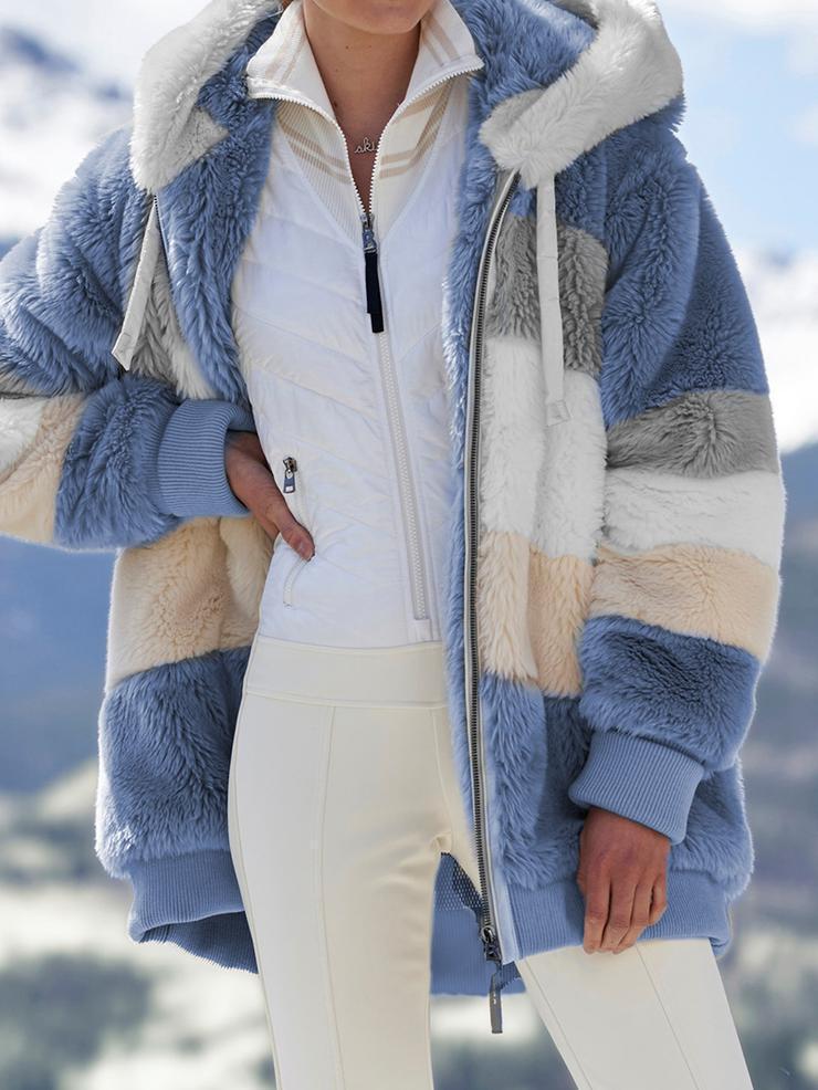 Damen Fleecejacke mit modernen Farbblöcken und praktischen Taschen EB