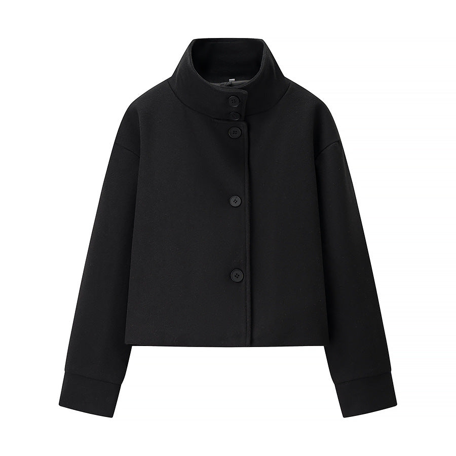 Damen elegante Kurzjacke mit hohem Kragen und dekorativen Knöpfen EB