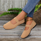 Damen Bequeme Ballerinas mit elastischem Riemen und atmungsaktivem Obermaterial EB