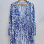 Damen luftiger Strand-Kimono mit floralem Muster EB