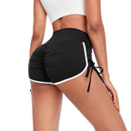 Damen Sportliche High-Waist Shorts mit seitlichem Rüschendetail EB