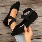 Damen elegante Ballerinas mit breitem elastischem Riemen EB
