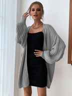 Damen grob gestrickter Cardigan mit voluminösen Ärmeln und offener Front EB