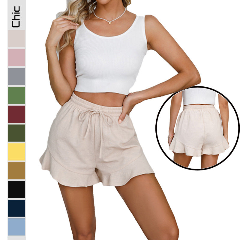 Damen Verspielte Rüschen-Sommer-Shorts EB