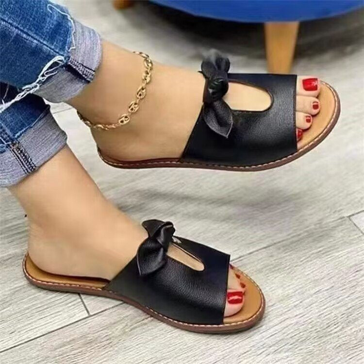 Damen Bogen-Sandalen mit modischem Schleifen-Detail und weichem Fußbett EB