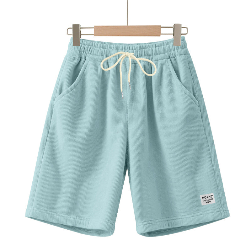 Knielange Lounge-Shorts für Herren in Rippenstruktur mit Kordelzug