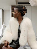 Damen Fleece Kunstpelzmantel EB