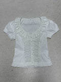 Damen Rüschenshirt mit floralem Design und voluminösen Ärmeln EB