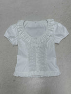 Damen Rüschenshirt mit floralem Design und voluminösen Ärmeln EB
