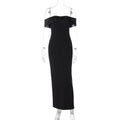 Damen Damenhaftes Maxi-Kleid mit off-shoulder Design und eleganten Knopfdetails EB