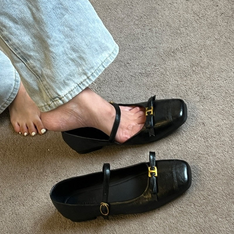 Damen elegante Ballerinas mit dekorativem Riemen und komfortablem Fußbett EB