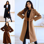 Damen Eleganter Wollmantel mit klassischem Revers und zeitlosem Design EB