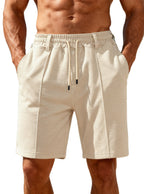Chino-Shorts für Herren mit Bundfalten und elastischem Kordelzug