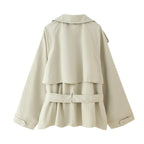 Damen lässige Trenchjacke mit praktischer Bindeschlaufe und elegantem Revers EB
