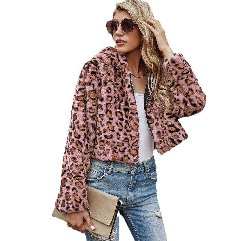Damen Kunstfelljacke mit elegantem Leopardenmuster und modernem Schnitt EB