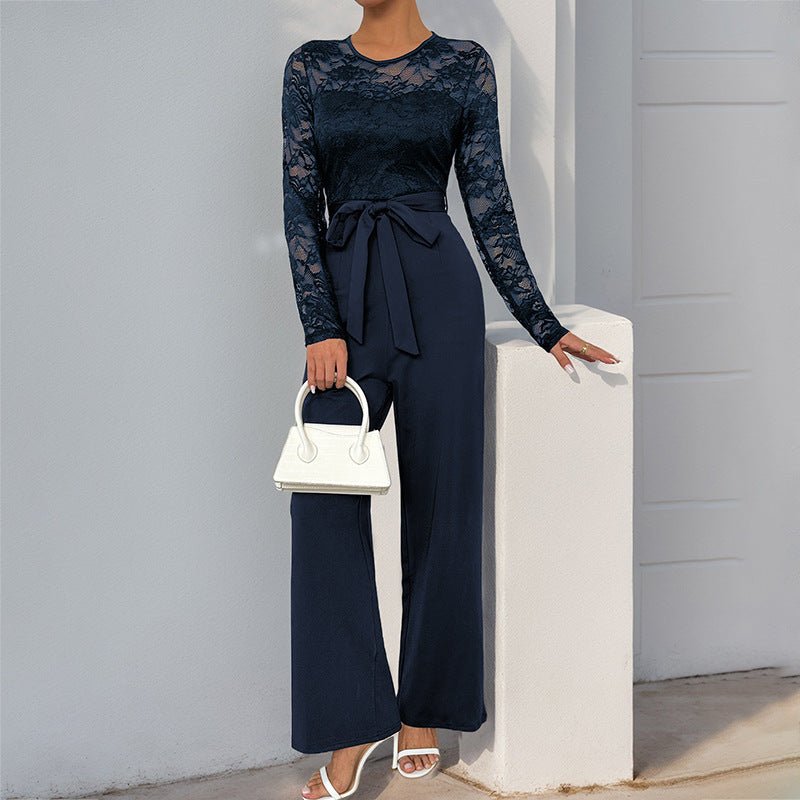 Eleganter und vielseitiger Damen-Jumpsuit mit Spitzenoberteil